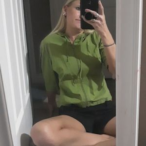 Small Olive Bright Green Half Sleeve Zip Jacket